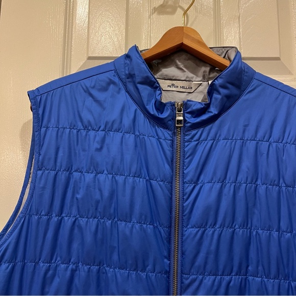 Peter Millar Willamette Quilted Vest Mens XL Blue Lightweight Full Zip Mock - Picture 2 of 6